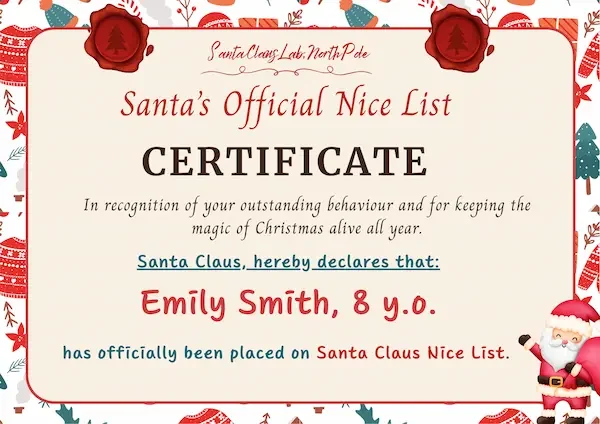 Nice List Certificate